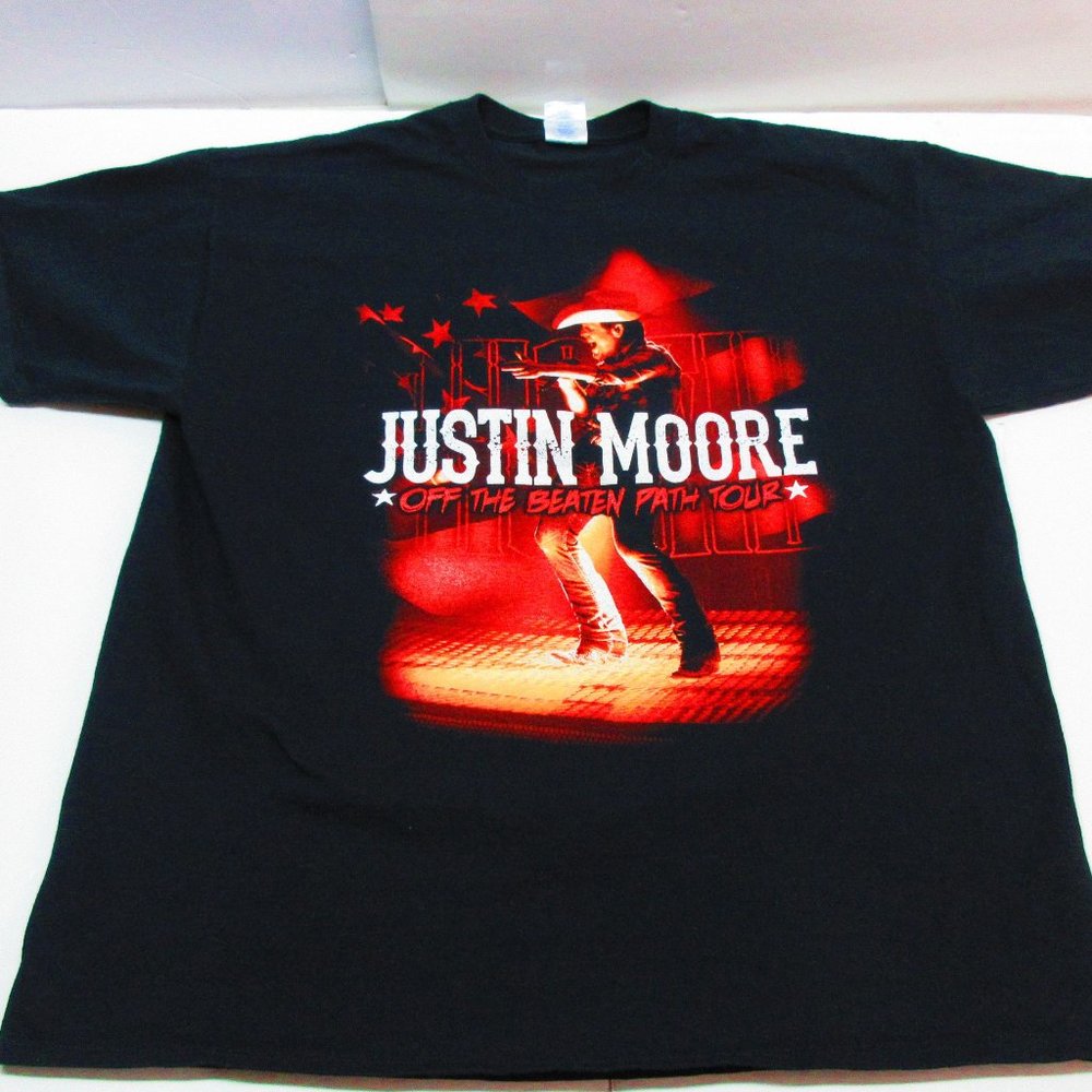 Justin Moore Off the Beaten Path Concert Tour T-Shirt Adult XL Black Two Sided
